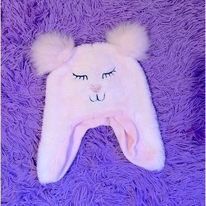 Toddler girl fuzzy bear hat